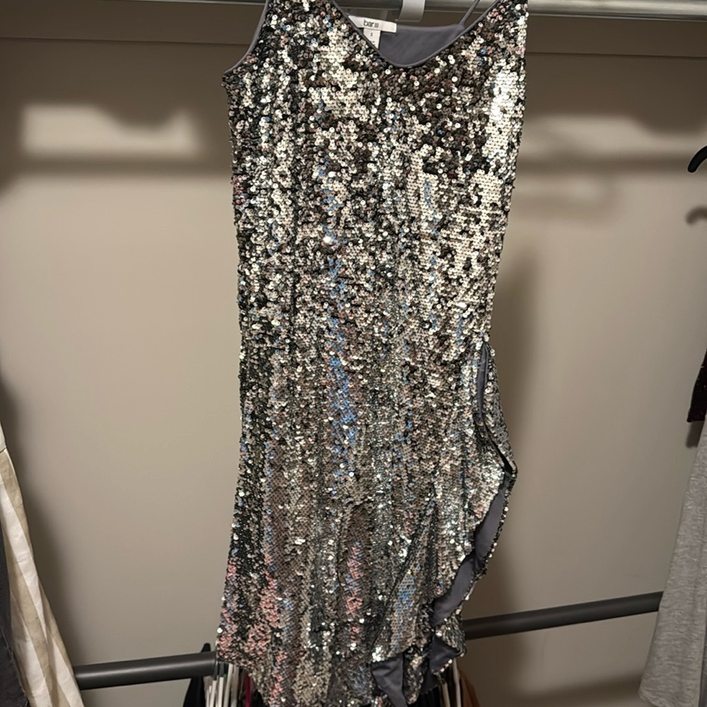 bar III sequin silver dress